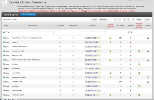 Terraria - Отличный сайт по статусу онлайн серверов